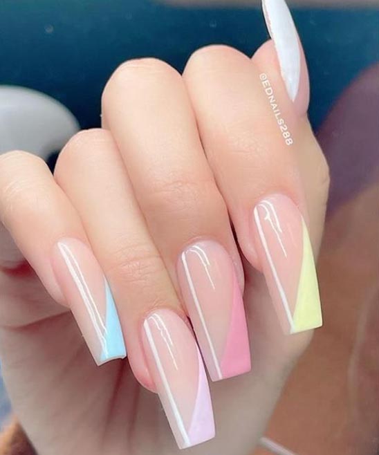 Simple Spring Coffin Nail Designs