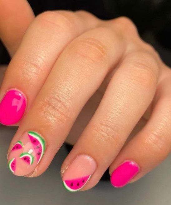 Simple Watermelon Nail Designs