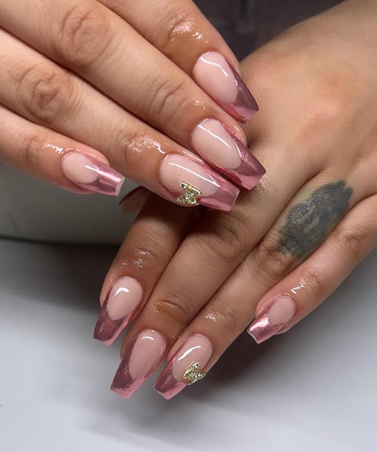Soft Pink Gold Rose Gold Champagne Ombre Nails
