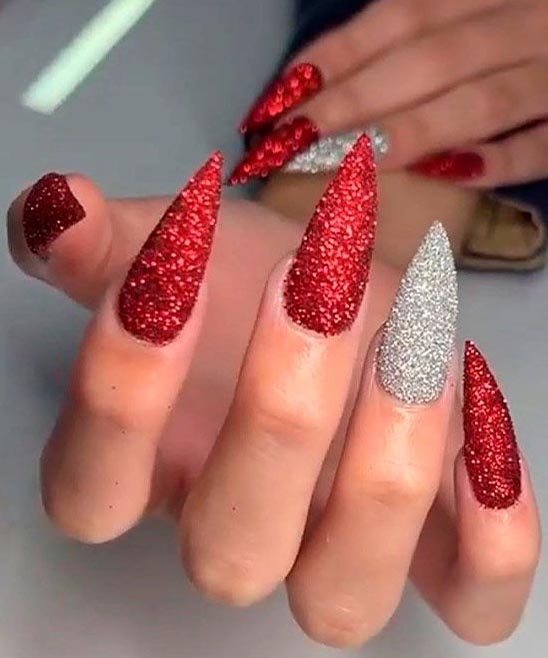 Sparkly Red Christmas Nails