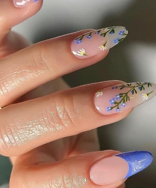 Spring French Tip Almond Nails