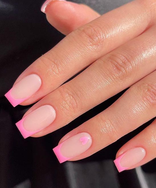 Square Pink French Tip Nails