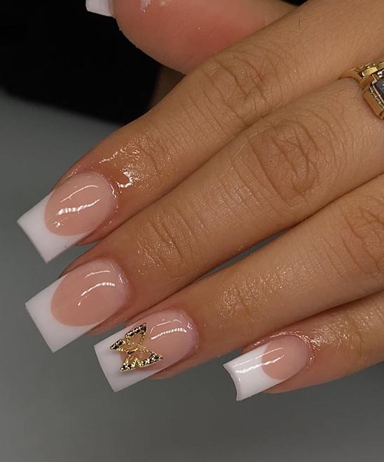 Square Short French Tip Nails