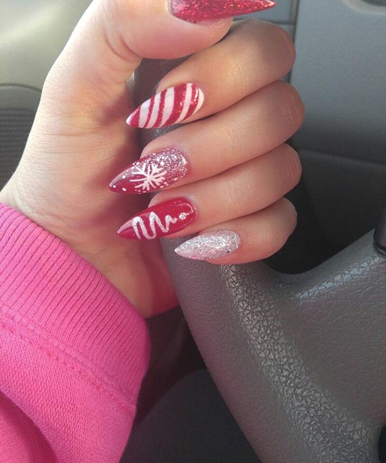 Stiletto Acrylic Nails Christmas