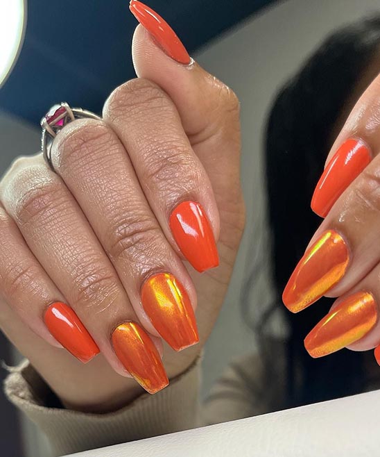 Summer Almond Short Nails Orange
