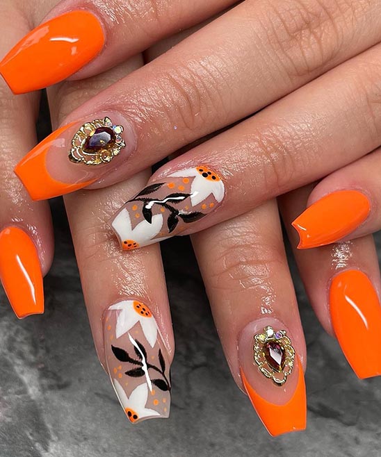 Summer Bright Orange Nails