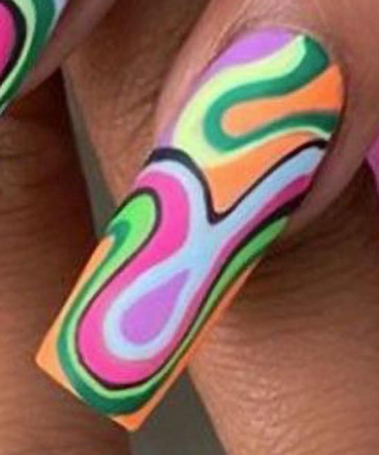 Summer Coffin Acrylic Nail Designs