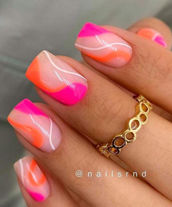 Summer Nails 2023 Pink and Orange