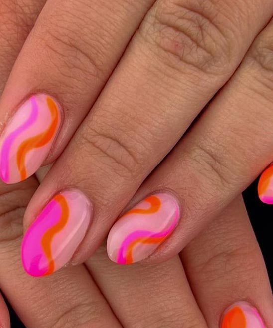 Summer Nails Orange and Pink