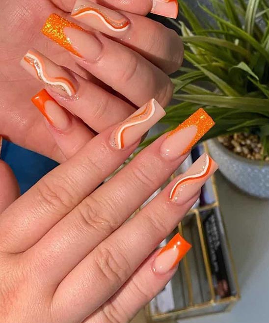 Summer Nails Pink and Orange