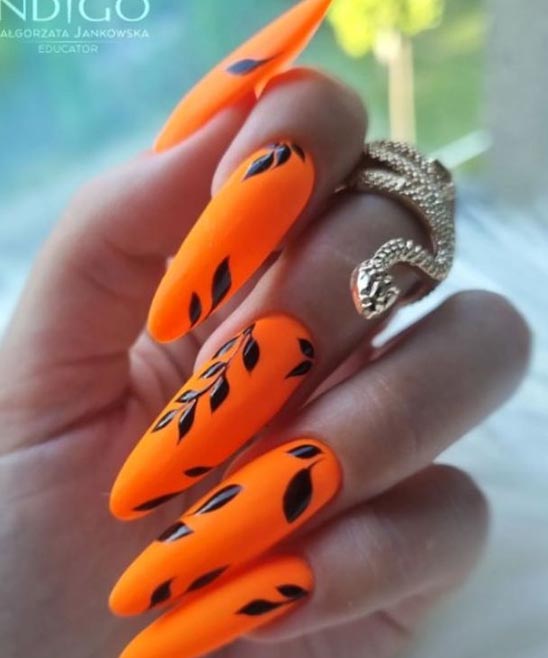 Summer Orange Almond Nails