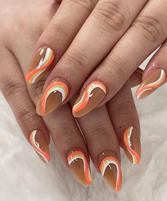 Summer Orange Almond Nails