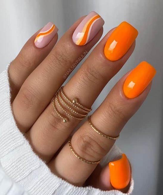 Summer Orange Butterfly Nails