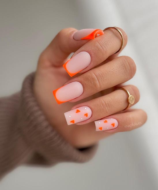 Summer Orange and Gold Nails