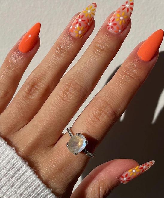 Summer Orange and Pink Nails