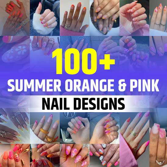 Summer Orange and Pink Nails