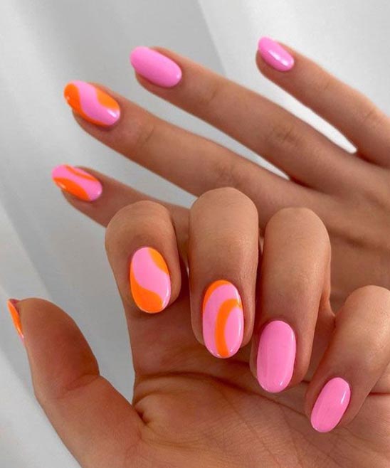 Summer Orange and Pink Nails