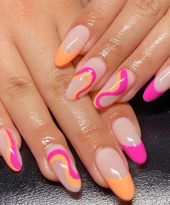 Summer Pink & Orange Nails