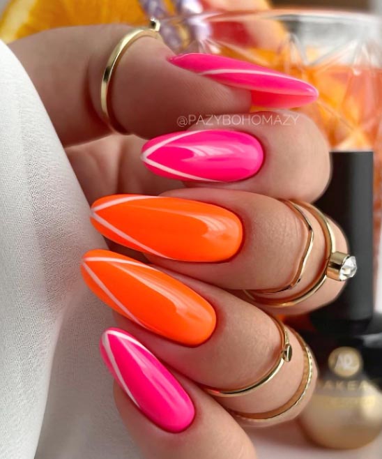 Summer Pink and Orange Nails
