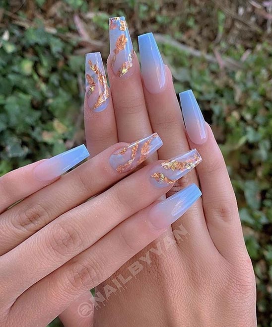 Tiffany Blue and Gold Nails