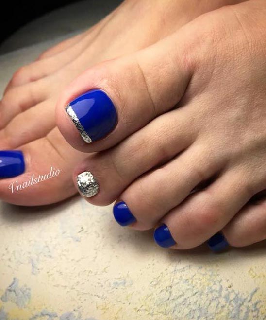 Toe Nail Design Blue Stripe