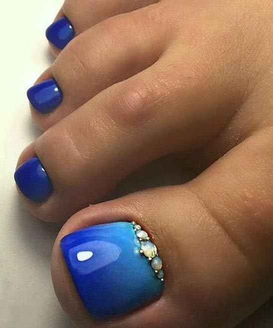 Toe Nail Designs Blue and White
