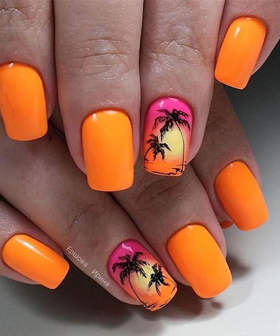 Tropical Designs With Bling for Long Nails