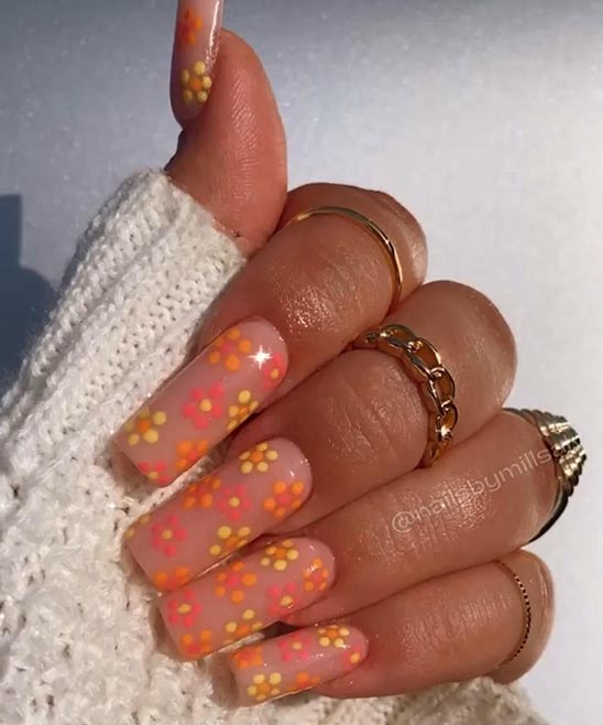 Tropical Flower Nail Designs