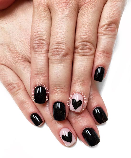 Valentine Nails Black and Pink