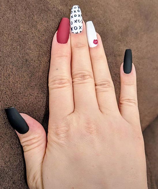 Valentine Nails Black and Red