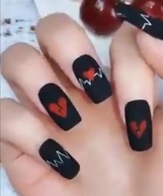 Valentine Nails Black