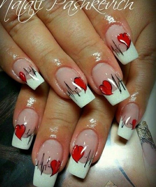 Valentine Nails Pink and Black