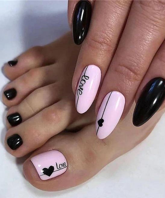 Valentine Nails With Black