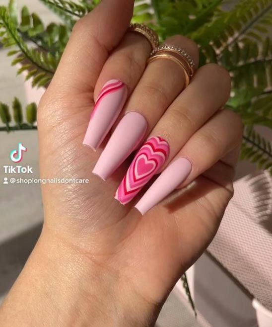 Valentine's Day Almond Nails