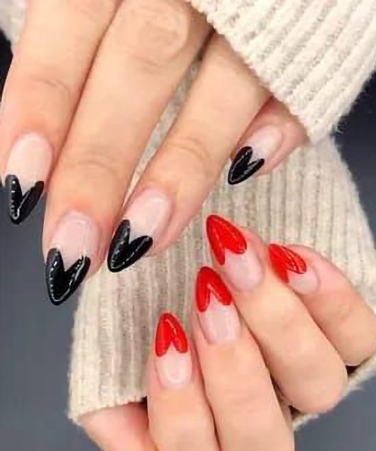 Valentines Day Nails Black and Red