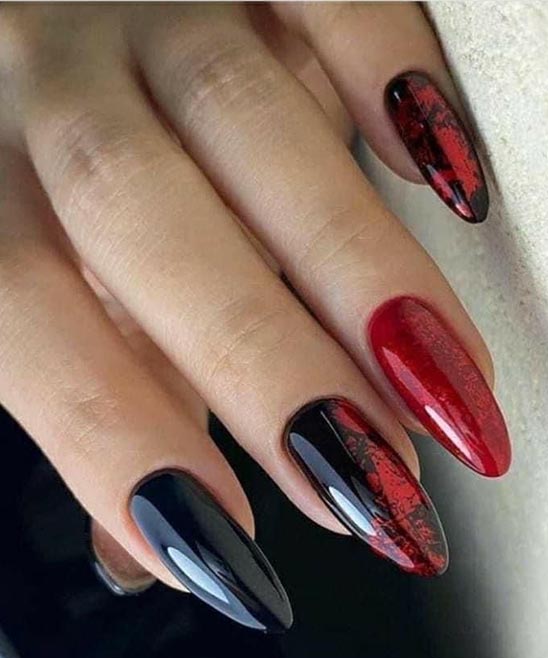 Valentines Day Nails Black and Red
