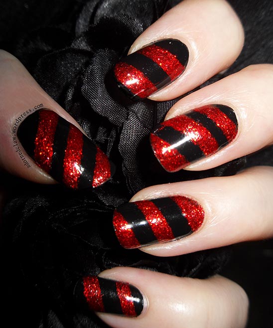 Valentines Day Nails Red and Black