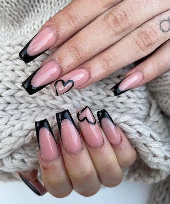 Valentines Nails Black