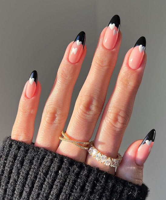Valentines Nails With Black