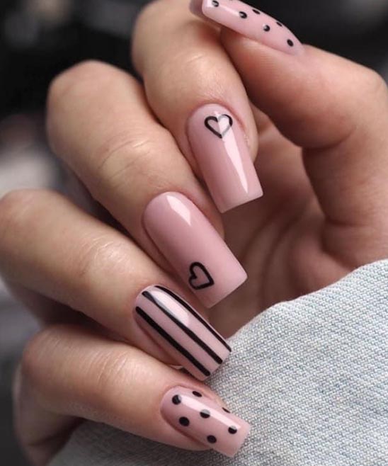 Valentines Nails With Black