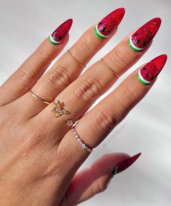 Watermelon Design on Nails