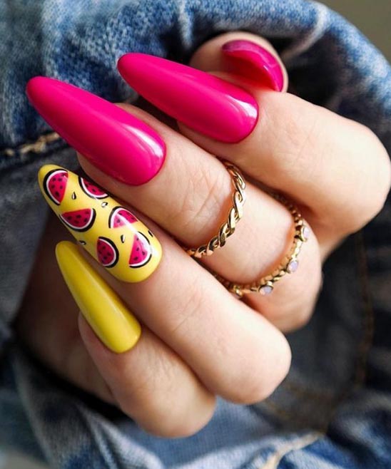 Watermelon Fake Nails