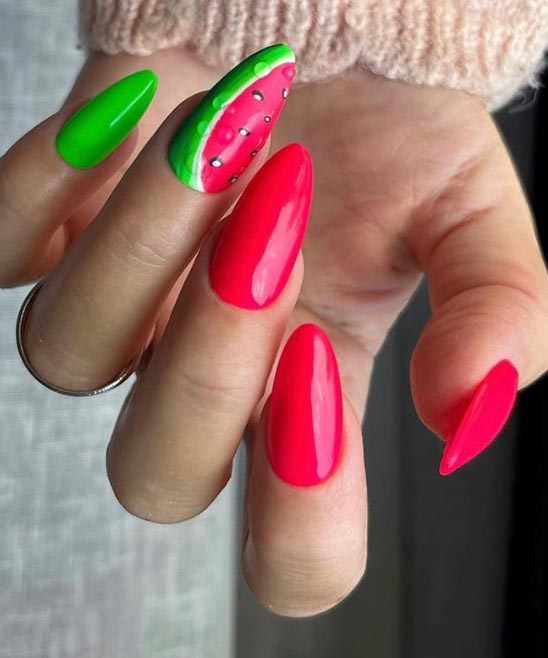 Watermelon French Nails