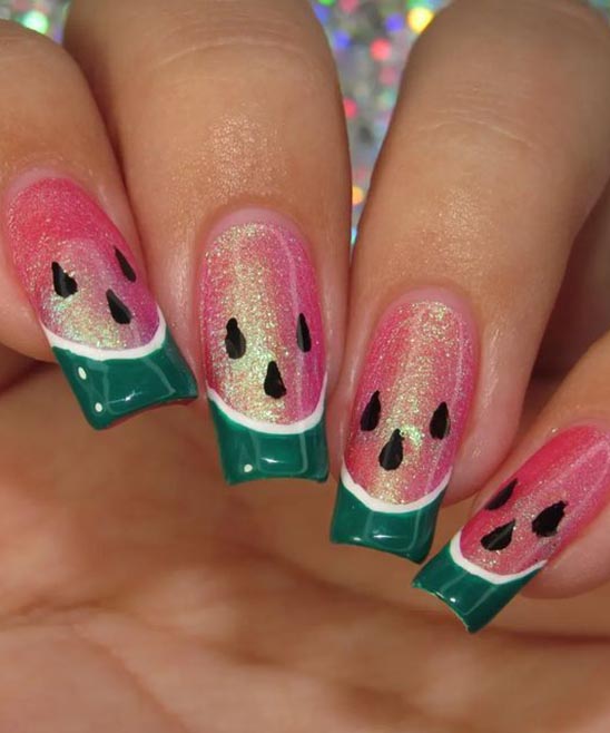 Watermelon French Tip Nails