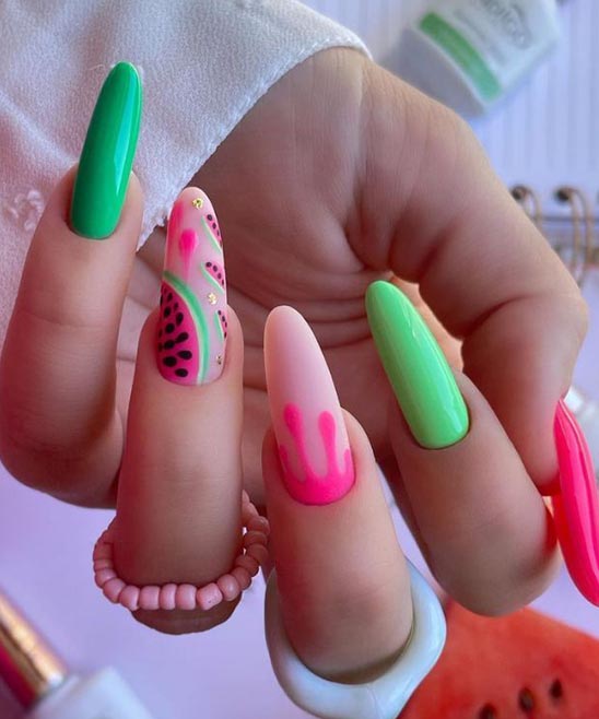 Watermelon Gel Nail Designs