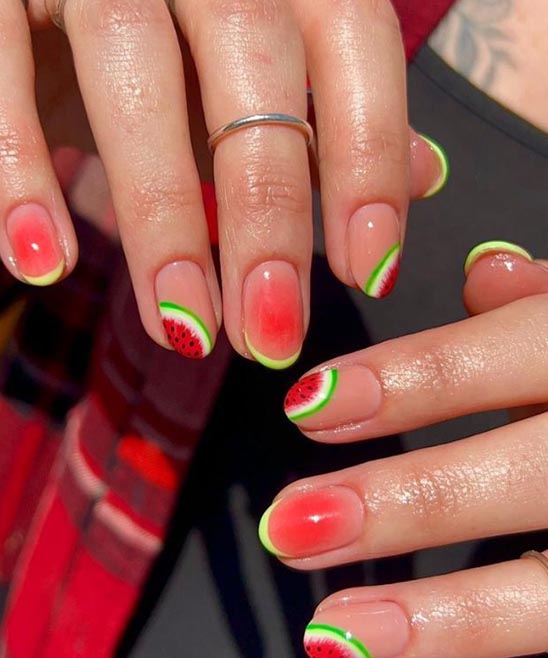 Watermelon Green Nails
