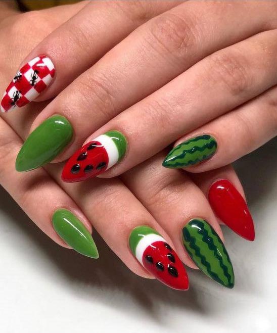 Watermelon Nail Art Toes