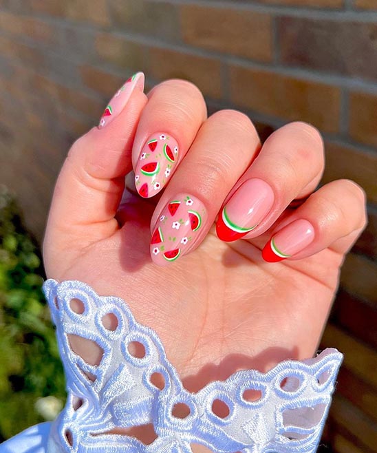 Watermelon Red Nails
