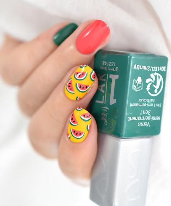 Watermelon Themed Nails