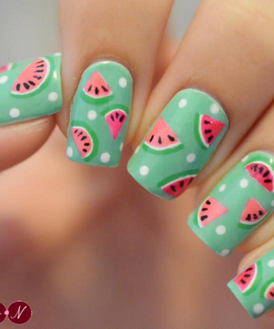 Watermelon Tip Nails